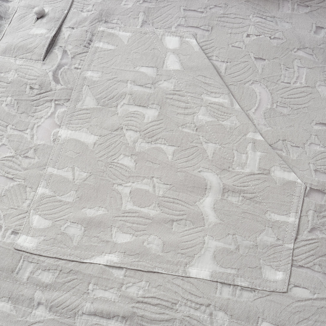 "Spring Outing" Jacquard Hooded Drawstring Top - Silver Lake