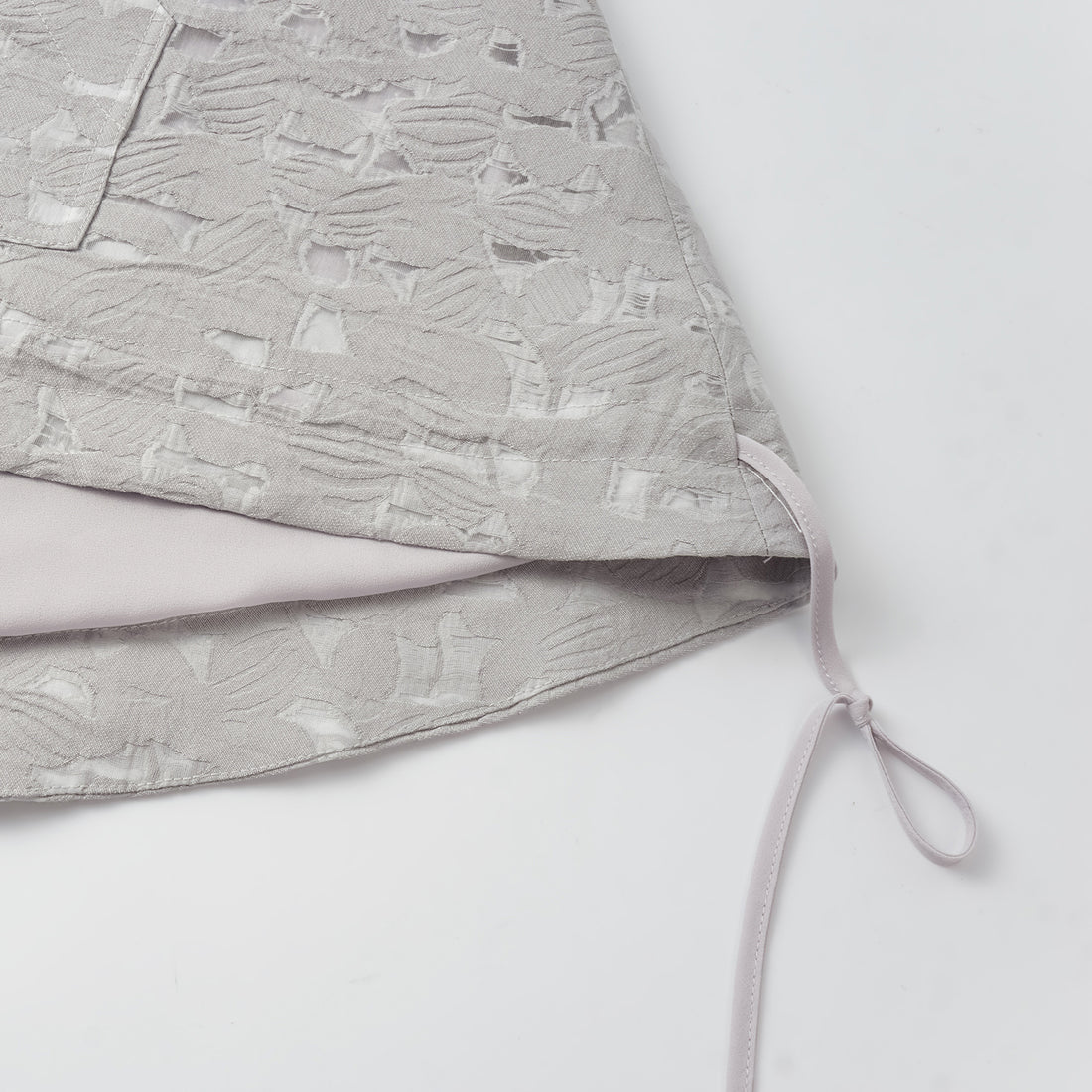 "Spring Outing" Jacquard Hooded Drawstring Top - Silver Lake