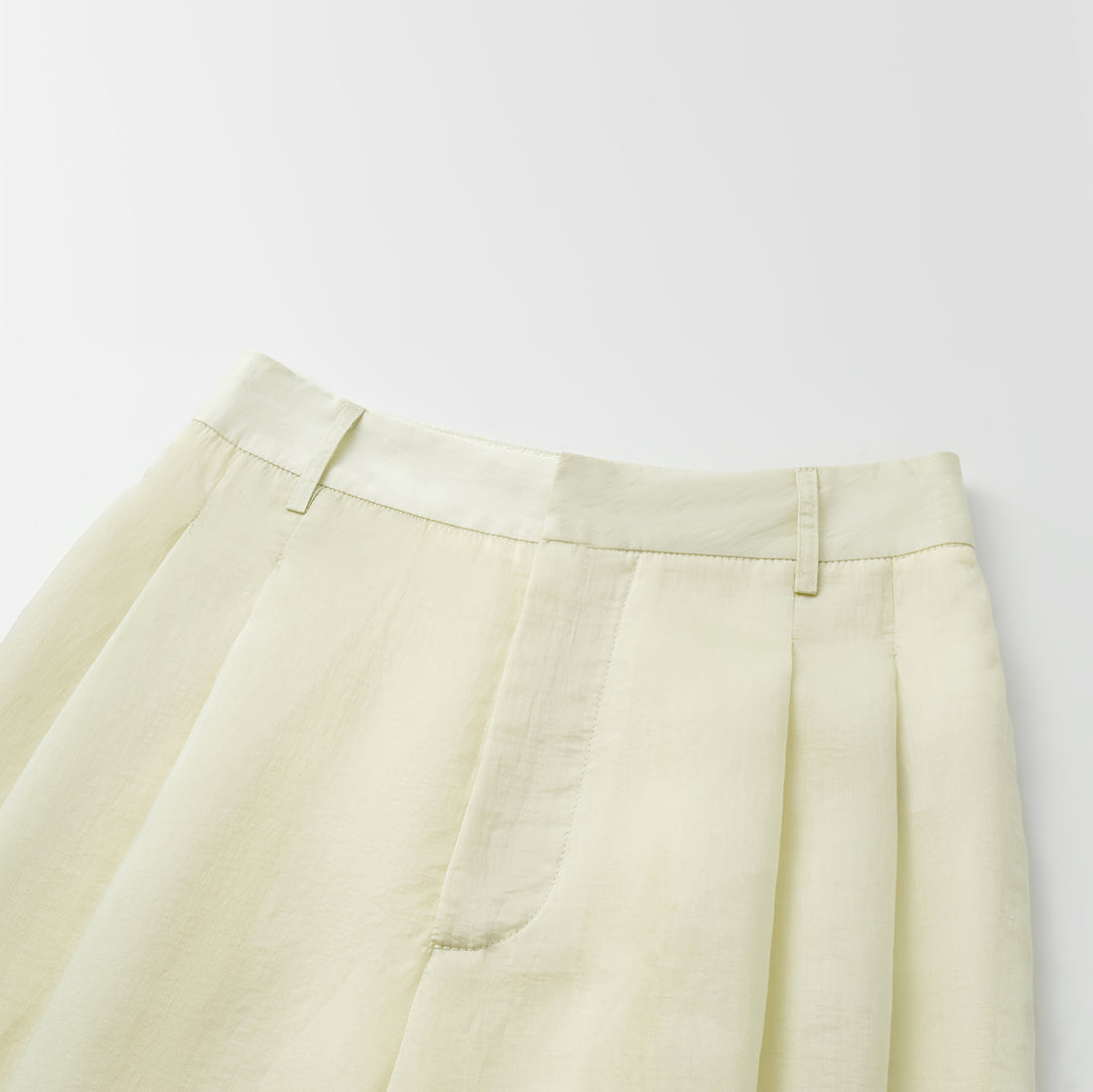 "Intellectual Moment" Tencel Satin Chiffon 3D Tailored Trousers - Goose Yellow