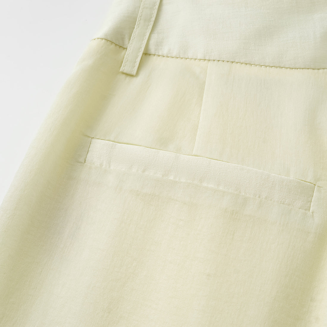"Intellectual Moment" Tencel Satin Chiffon 3D Tailored Trousers - Goose Yellow