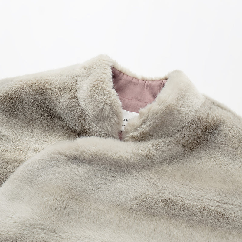 "Imperial Gala" Tech Fur Chinese Style Vest - Platinum Beige