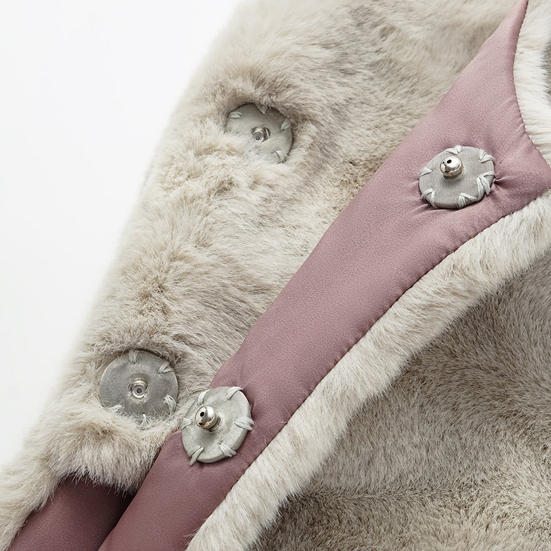 "Imperial Gala" Tech Fur Chinese Style Vest - Platinum Beige