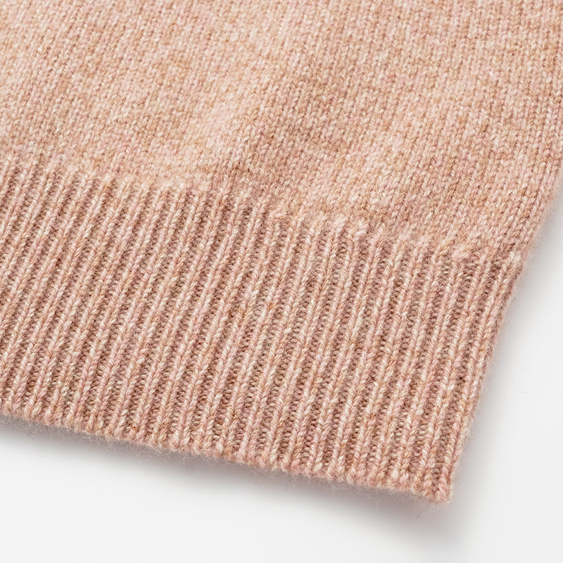 "Winter Diary" 100% Cashmere Thick Knit Half Sleeve Top—Toasted Pink