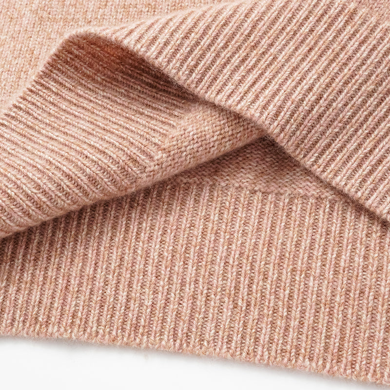 "Winter Diary" 100% Cashmere Thick Knit Half Sleeve Top—Toasted Pink