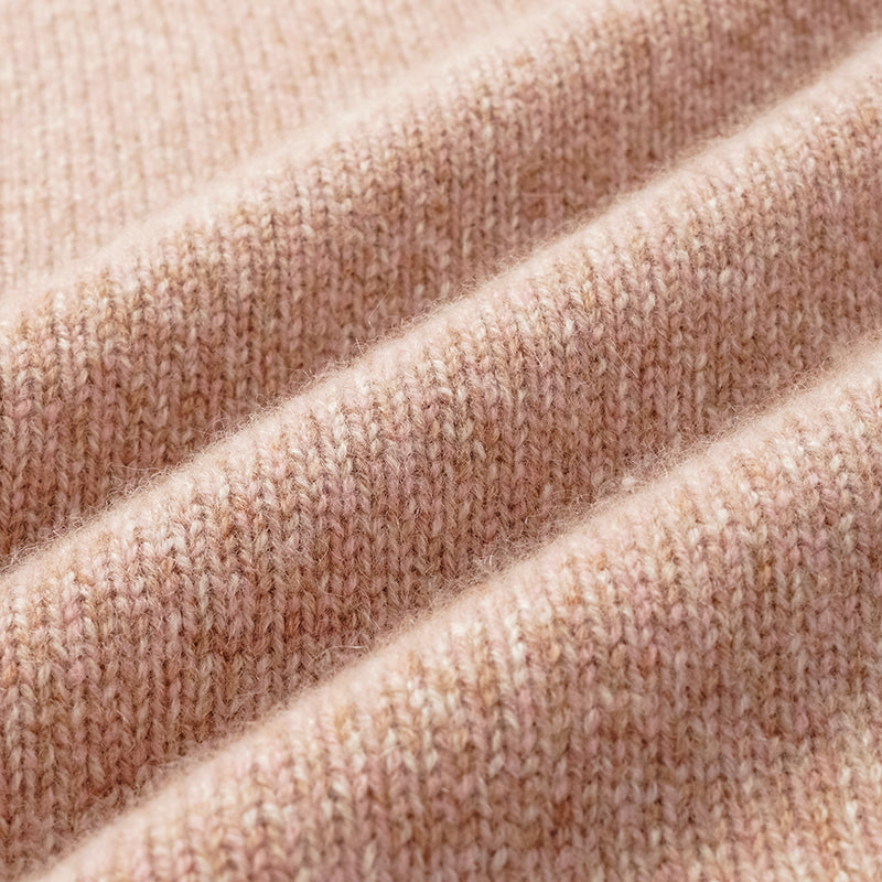 "Winter Diary" 100% Cashmere Thick Knit Half Sleeve Top—Toasted Pink