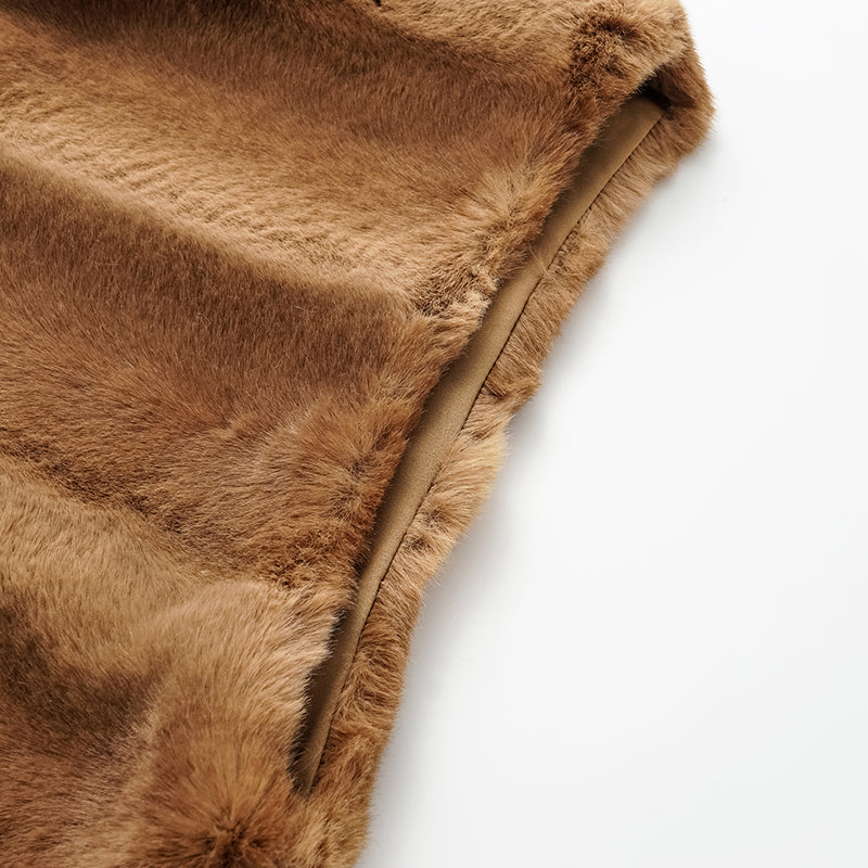 "Imperial Gala" Tech Fur Chinese Style Vest - Platinum Beige