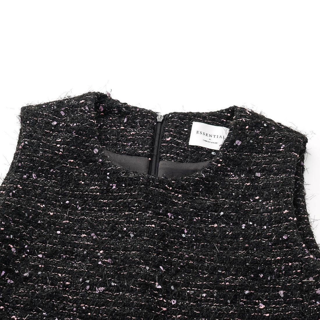 "Brunch at Ritz" Tweed A-line Dress—Hidden Pink