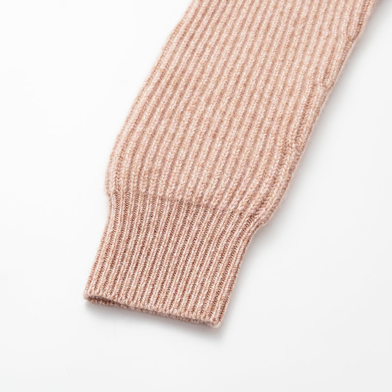 "Winter Diary" 100% Cashmere Chunky Lapel Top—Toasted Pink