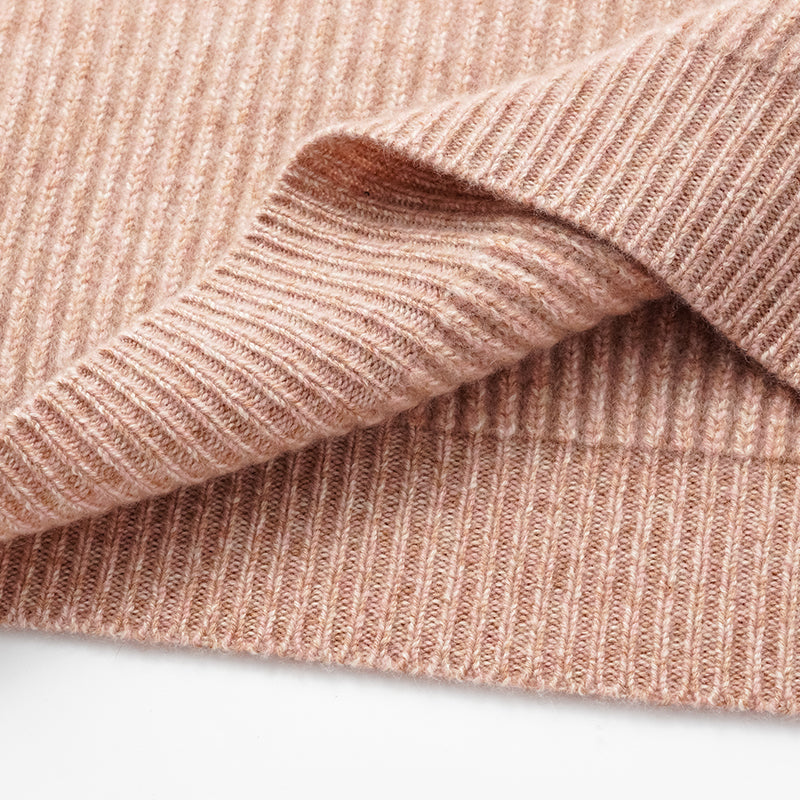 "Winter Diary" 100% Cashmere Chunky Lapel Top—Toasted Pink
