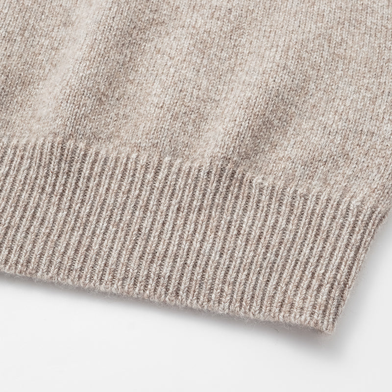 "Winter Diary" 100% Cashmere Thick Knit Half Sleeve Top - Taupe Swirl