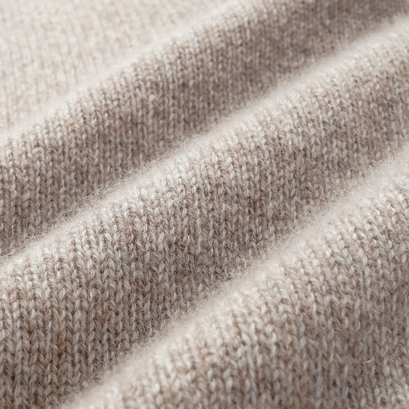"Winter Diary" 100% Cashmere Thick Knit Half Sleeve Top - Taupe Swirl