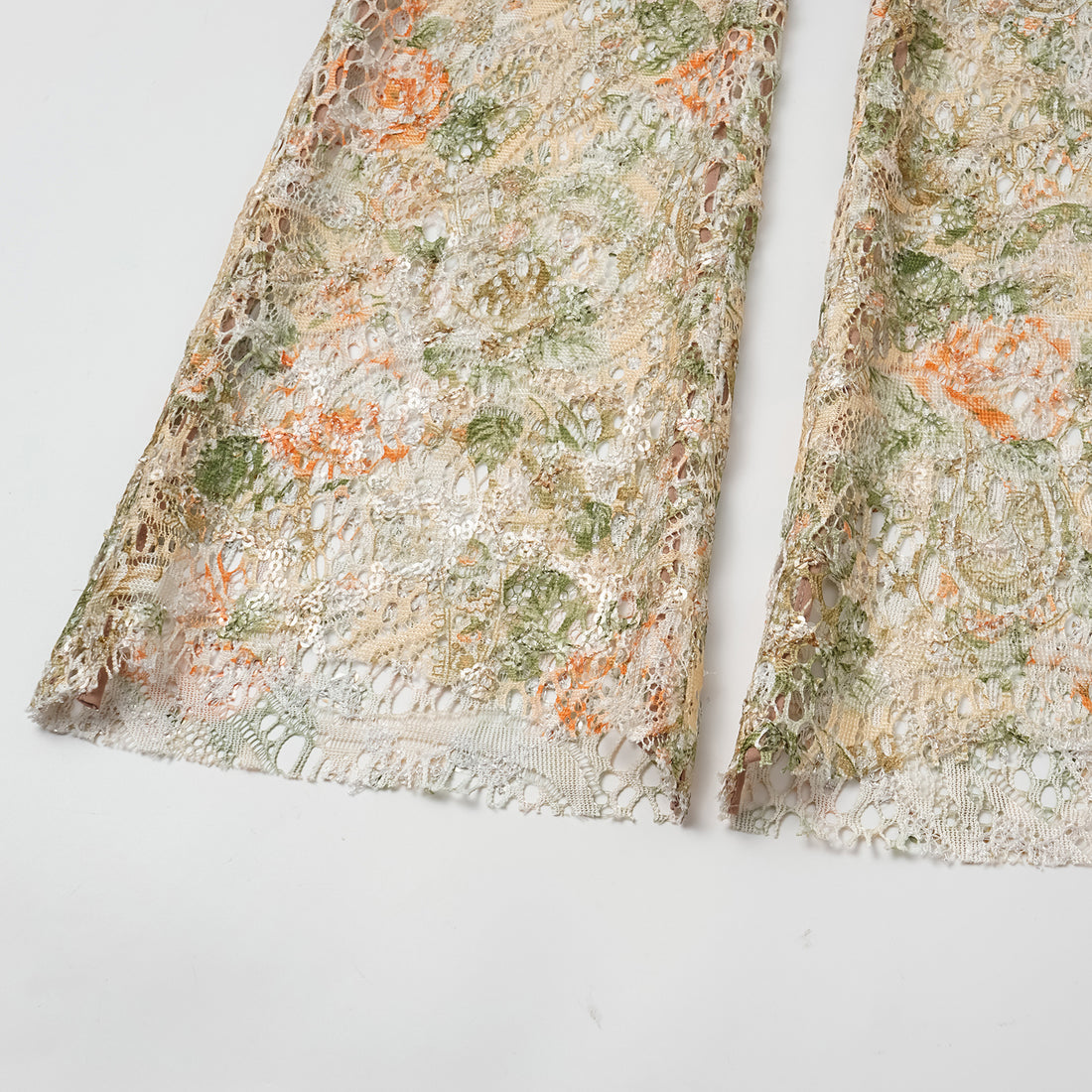 "Imperial Garden Teatime" Italian luxury embroidered lace flared pants - Tea Wild Whisper