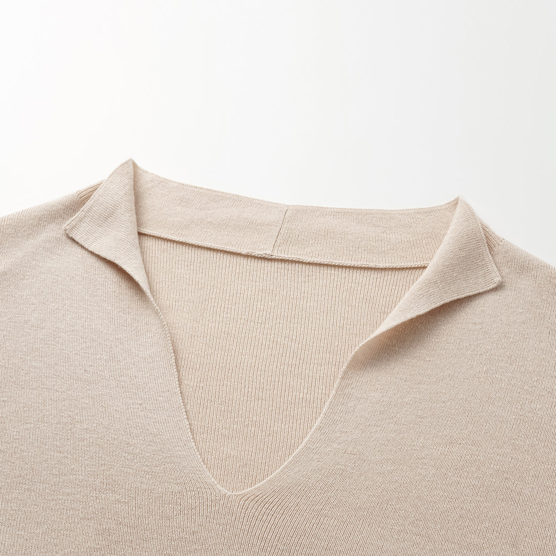 “Spring diary.” Silk Cashmere V-neck top—Beige