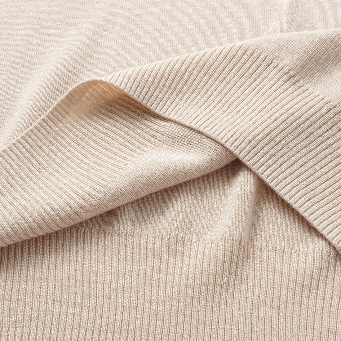 “Spring diary.” Silk Cashmere V-neck top—Beige