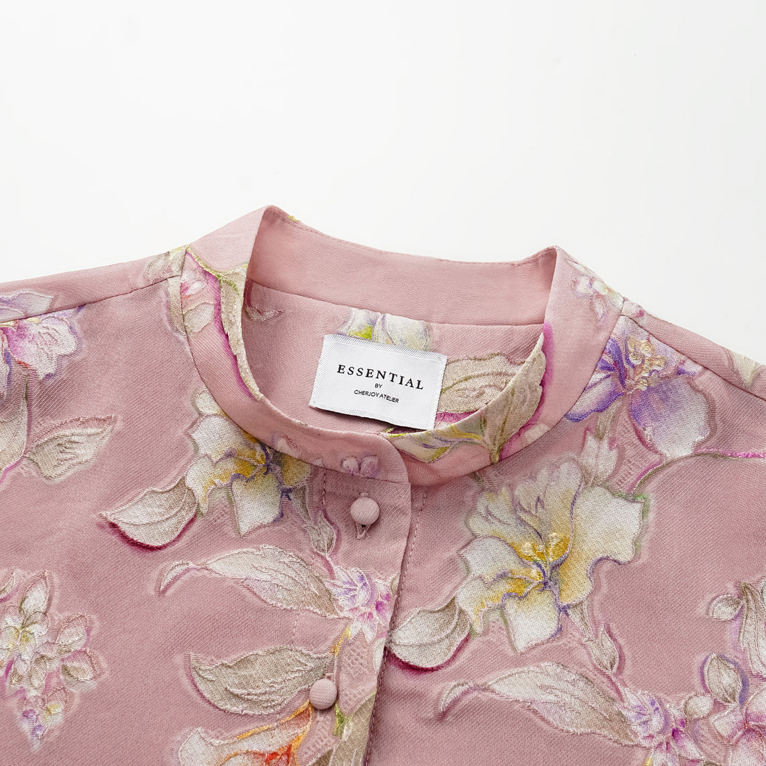 "Imperial Garden Teatime" Italian hand-painted silk fabric special tailoring Chinese style shirt