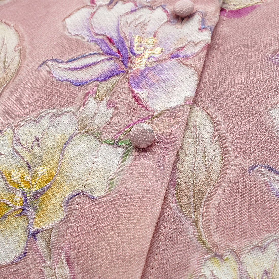 "Imperial Garden Teatime" Italian hand-painted silk fabric special tailoring Chinese style shirt
