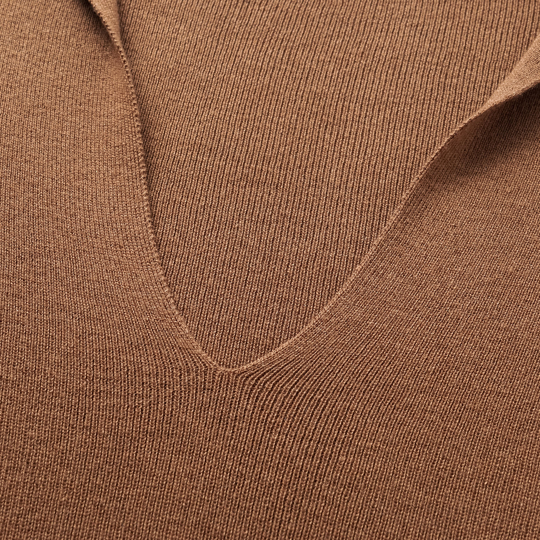 “Spring diary.” Silk Cashmere V-neck top—Camel