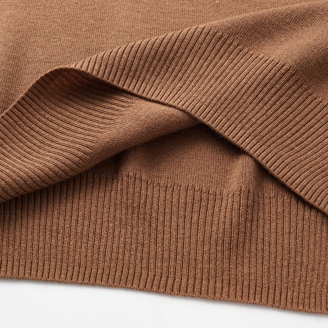 “Spring diary.” Silk Cashmere V-neck top—Camel