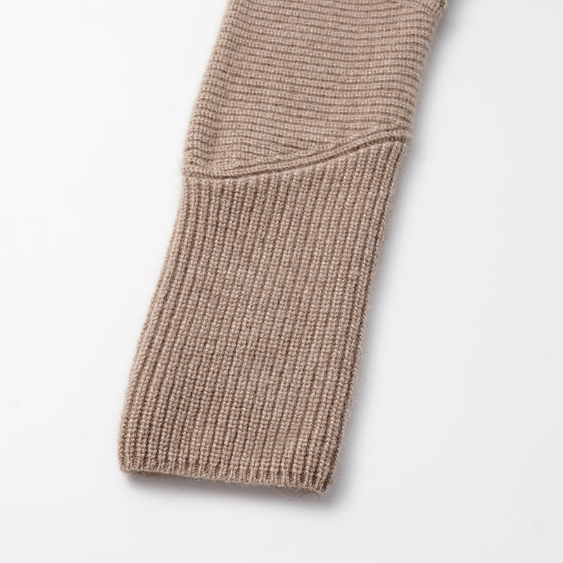 "Winter Diary" 100% Cashmere High Neck Panelled Jacket—Earl Grey