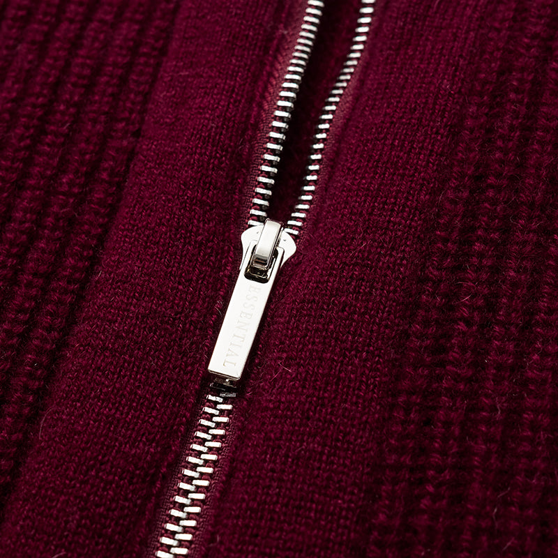 "Winter Diary" 100% Cashmere Turtleneck Panelled Jacket - Raspberry Jam