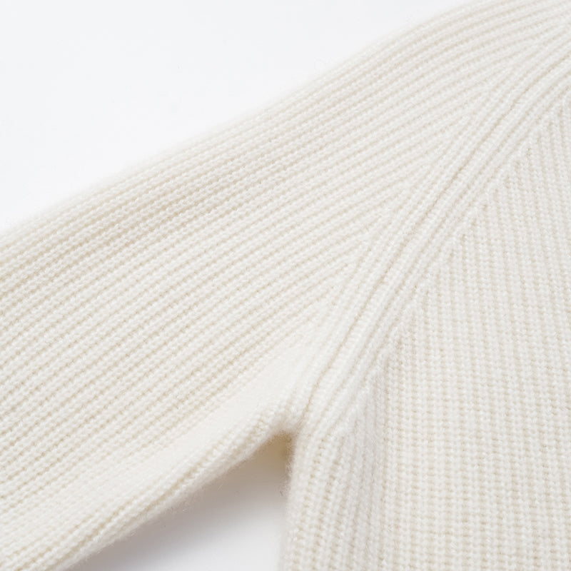 "Winter Diary" 100% Cashmere High Neck Panelled Jacket—Milk