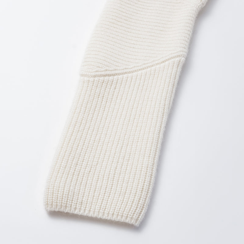 "Winter Diary" 100% Cashmere High Neck Panelled Jacket—Milk