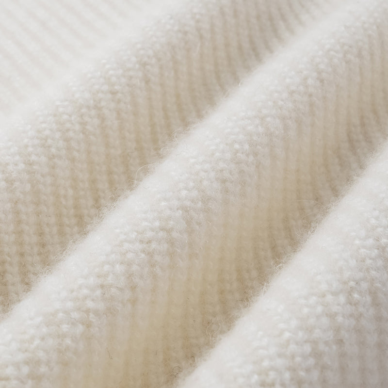 "Winter Diary" 100% Cashmere High Neck Panelled Jacket—Milk