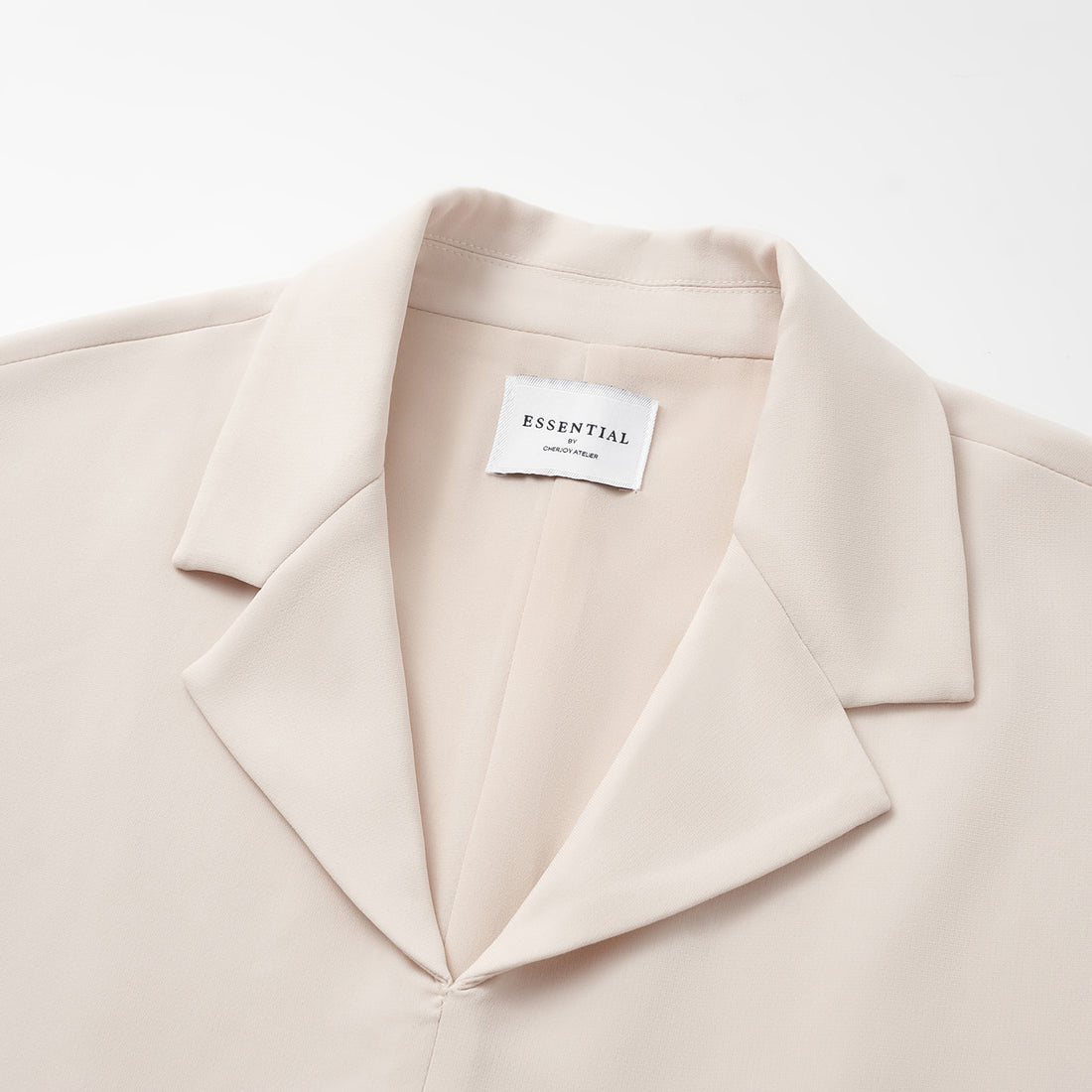 "Easy-go Chic" Textured Acetate Blazer/Shorts Set—Beige