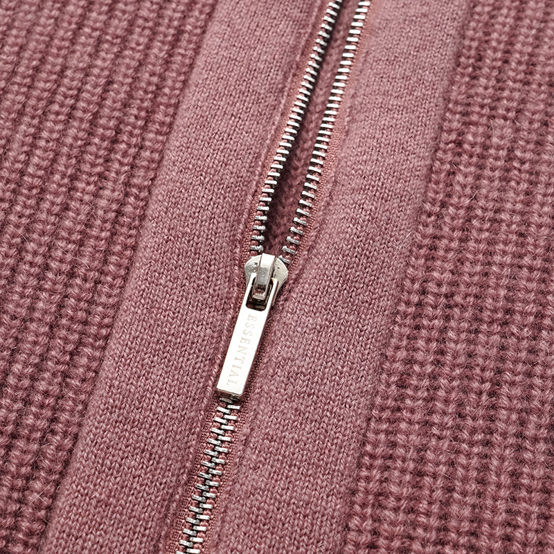 "Winter Diary" 100% Cashmere High Neck Panelled Jacket - Strawberry Macaron