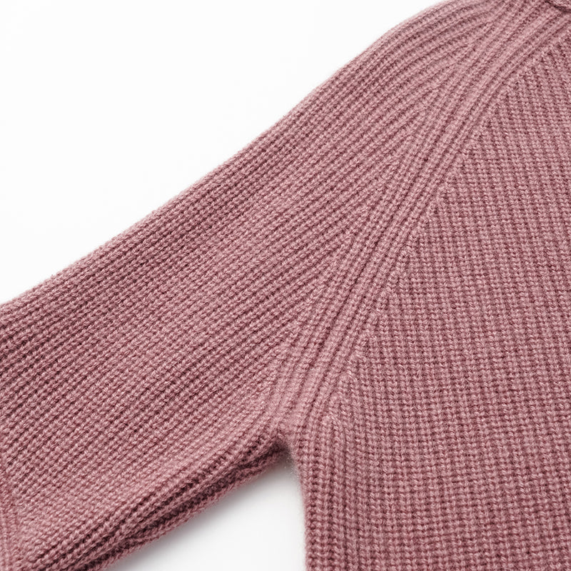 "Winter Diary" 100% Cashmere High Neck Panelled Jacket - Strawberry Macaron
