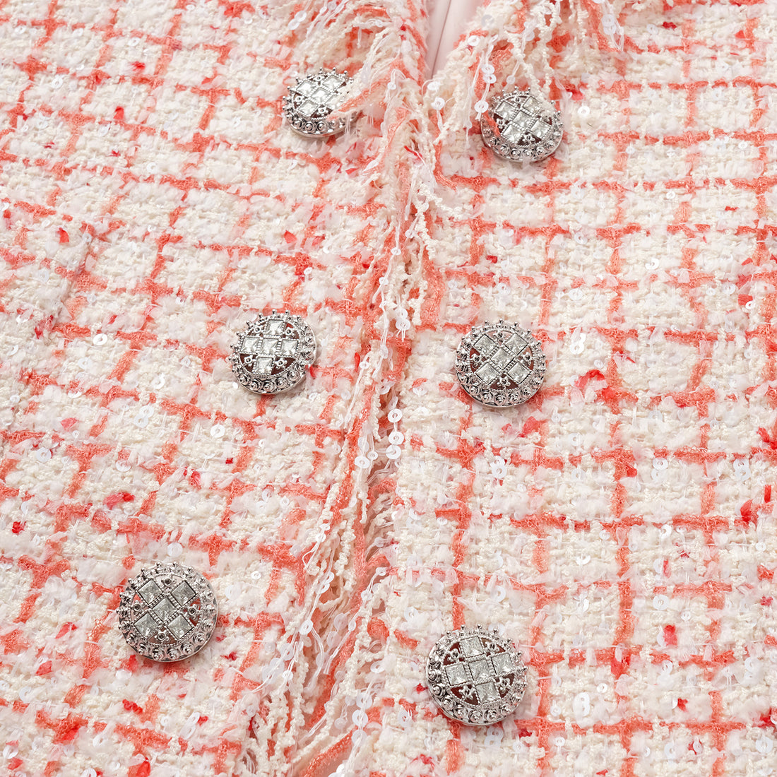 "Chelsea tea time" Tweed short-sleeved jacket—Peach Parfait