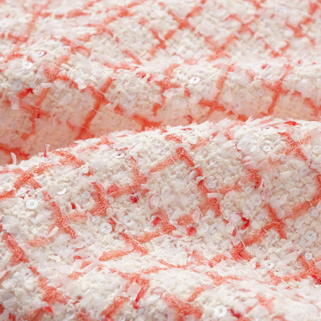"Chelsea tea time" Tweed short-sleeved jacket—Peach Parfait