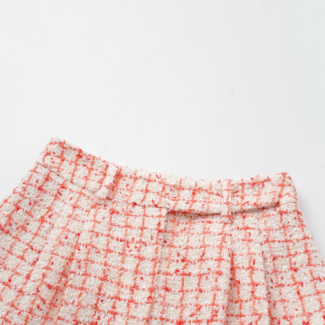 "Chelsea tea time" Tweed Shorts—Peach Parfait