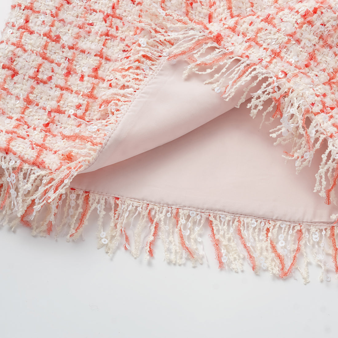 "Chelsea tea time" Tweed Shorts—Peach Parfait