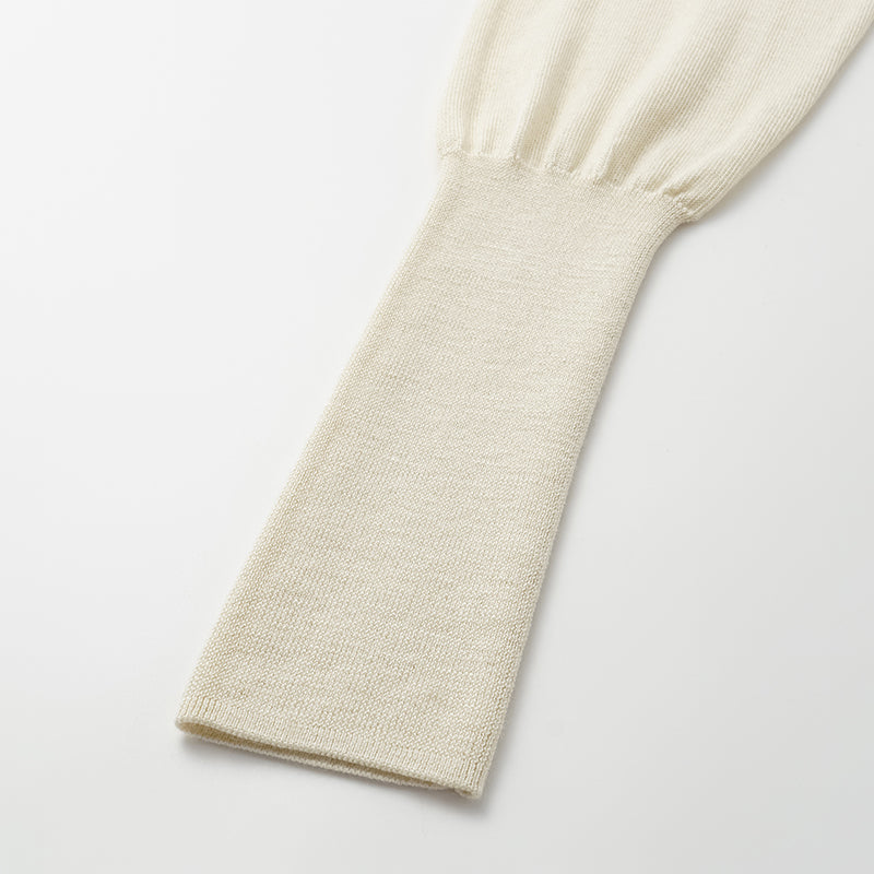 "Winter Diary" Silk Cashmere Knit Batwing Sleeve Knit Top - White