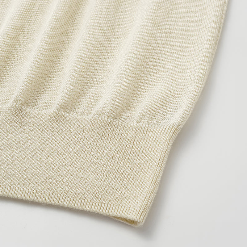 "Winter Diary" Silk Cashmere Knit Batwing Sleeve Knit Top - White