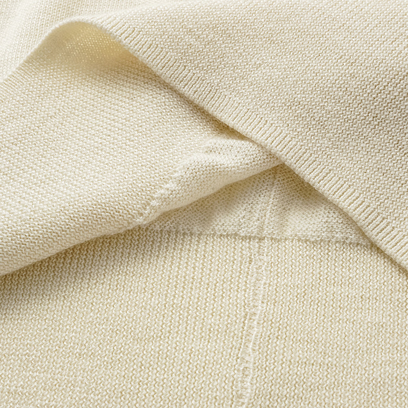 "Winter Diary" Silk Cashmere Knit Batwing Sleeve Knit Top - White