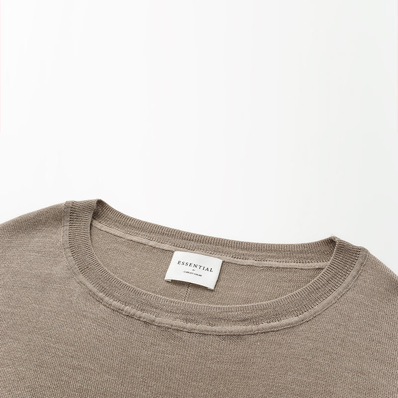 "Winter Diary" Silk Cashmere Knit Batwing Sleeve Knit Top - Brown
