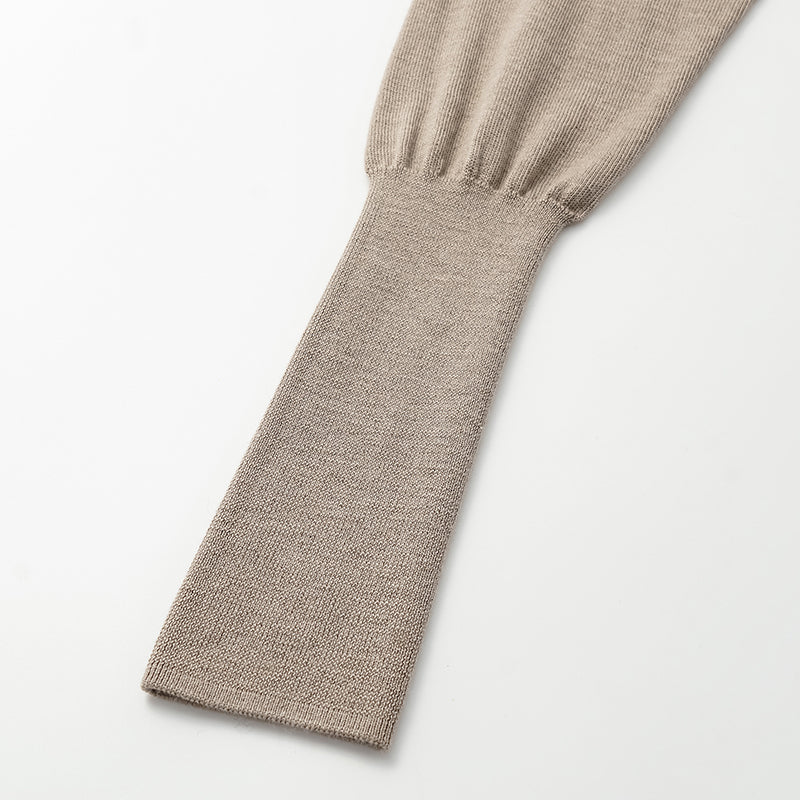 "Winter Diary" Silk Cashmere Knit Batwing Sleeve Knit Top - Brown