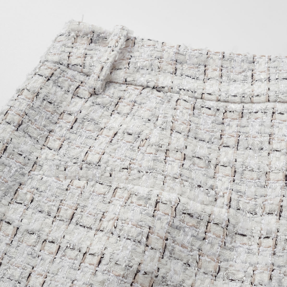 "Chelsea Citywalk." Tweed wide-leg trousers—Blanc