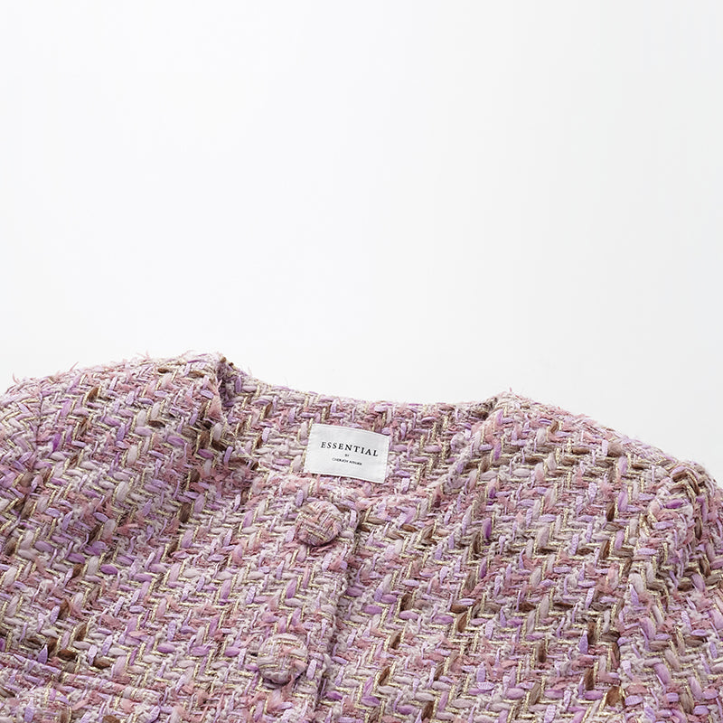 "Mayfair date night" wool tweed three-dimensional tailoring dress—Blossom