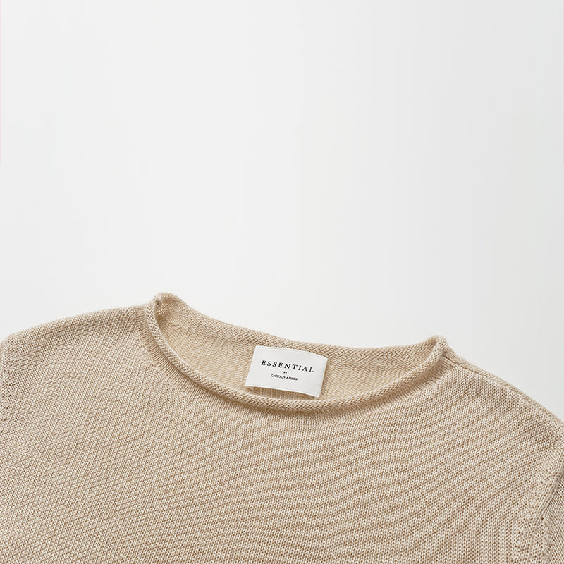 "Winter Diary" Silk Cashmere Basic Top - Beige