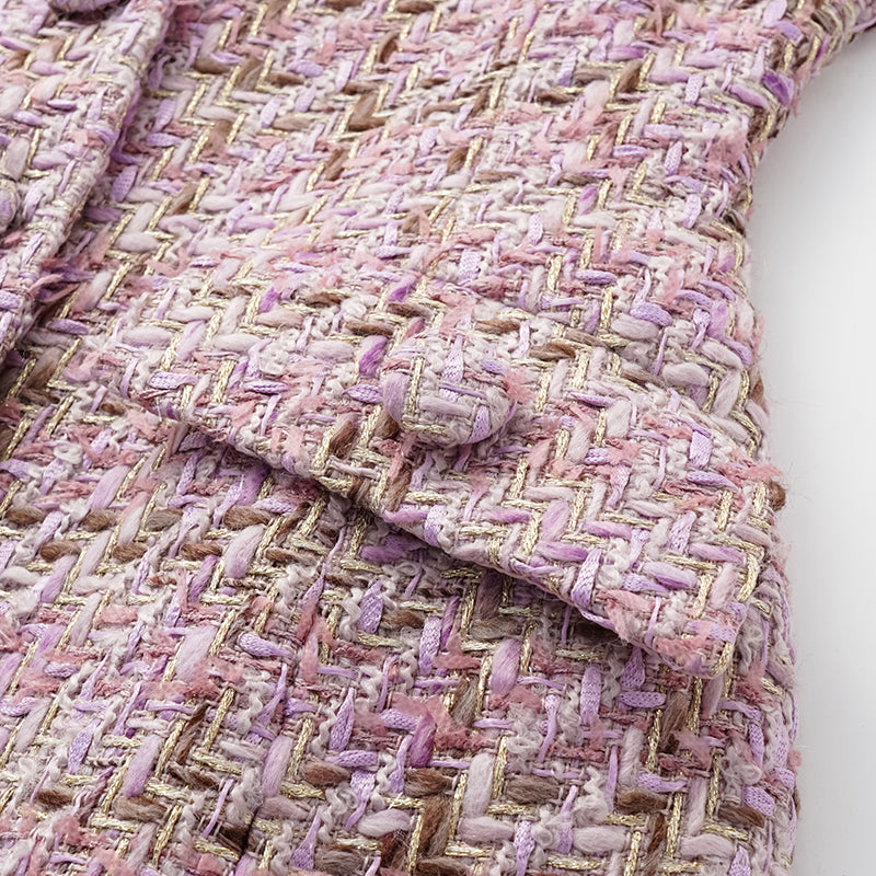 "Mayfair date night" wool tweed three-dimensional tailoring dress—Blossom