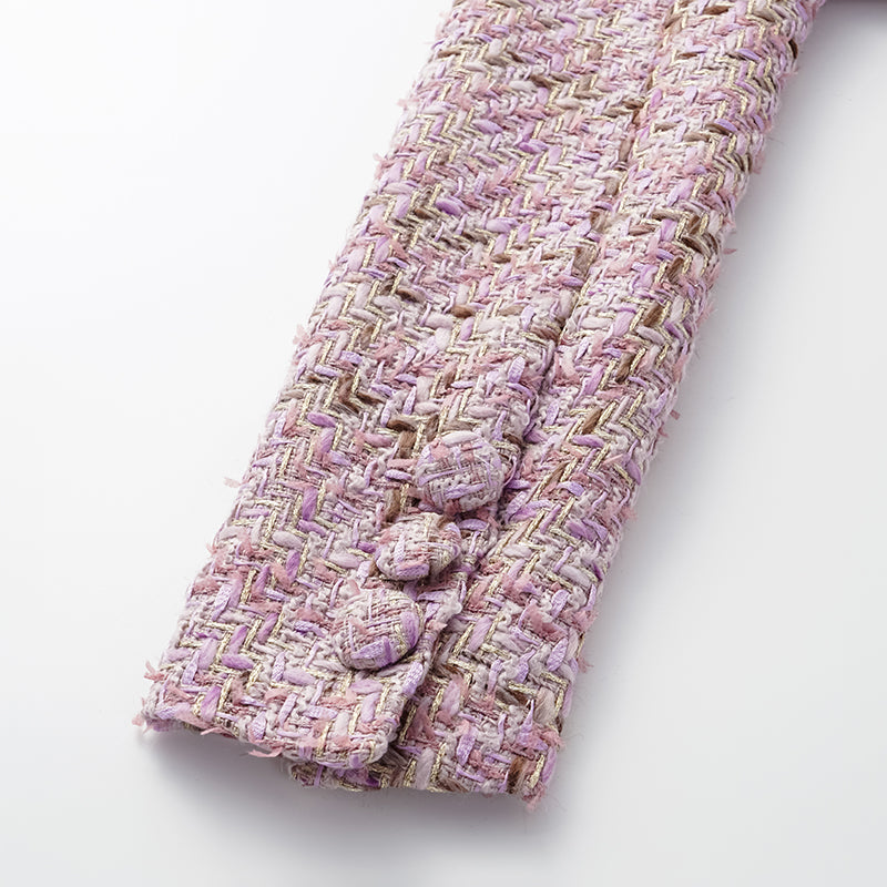 "Mayfair date night" wool tweed three-dimensional tailoring dress—Blossom