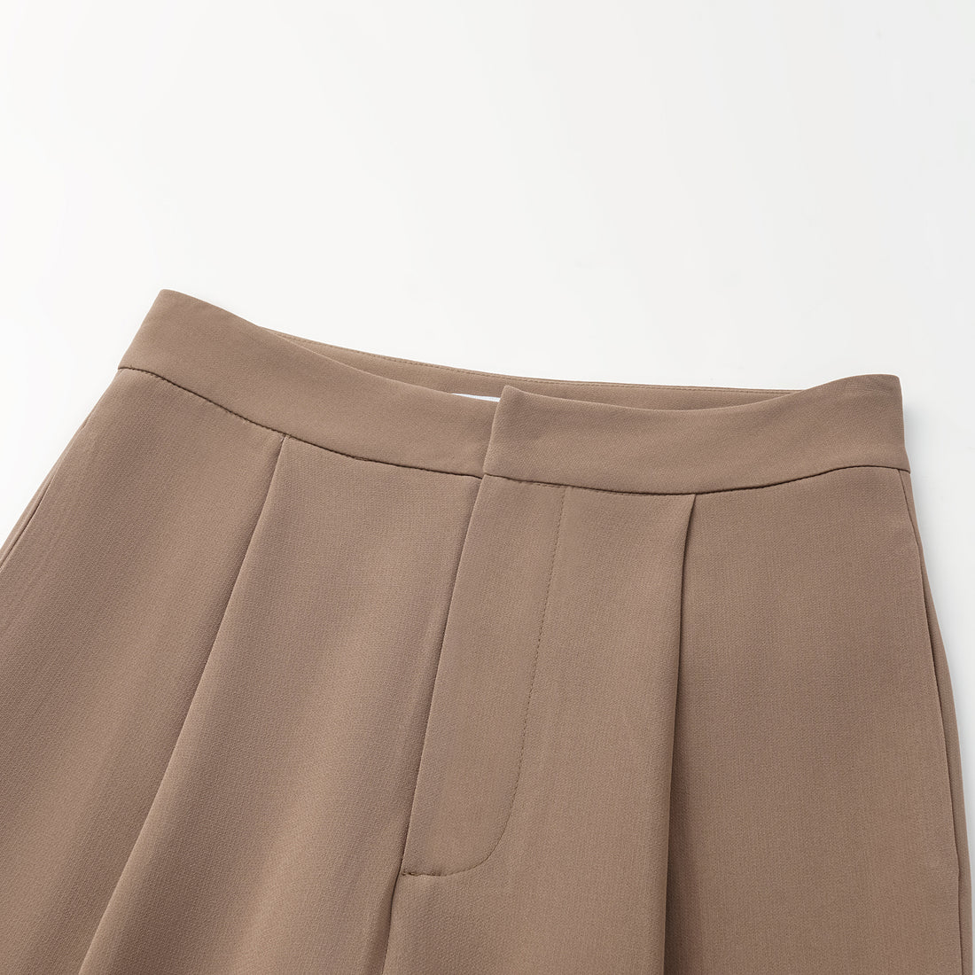 "Easy-go Chic" Textured Acetate 3D Tailored Wide Pants - Mocca