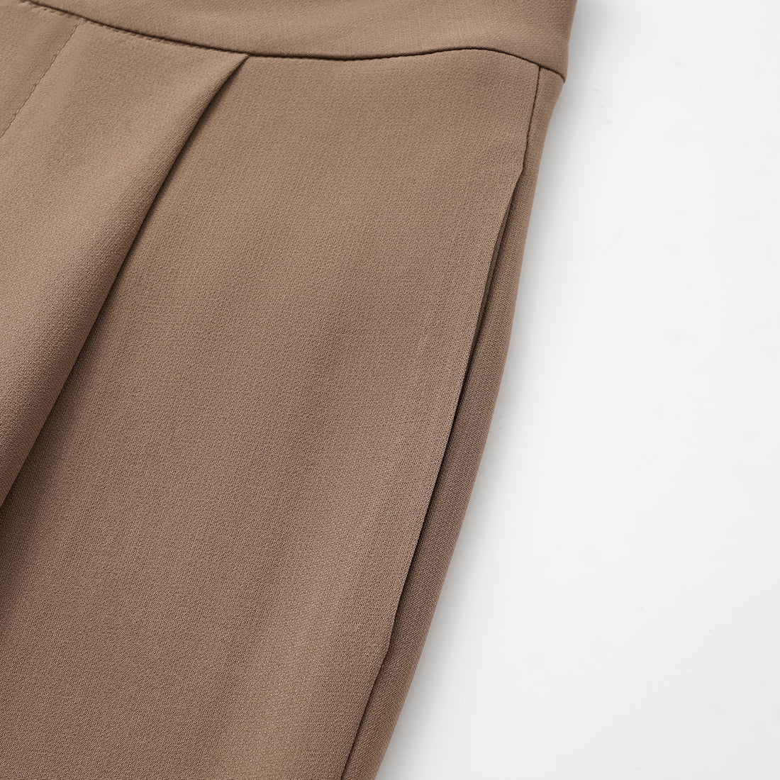 "Easy-go Chic" Textured Acetate 3D Tailored Wide Pants - Mocca