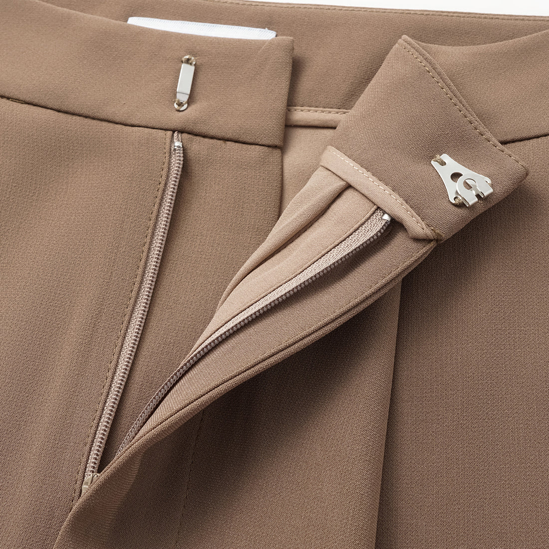 "Easy-go Chic" Textured Acetate 3D Tailored Wide Pants - Mocca
