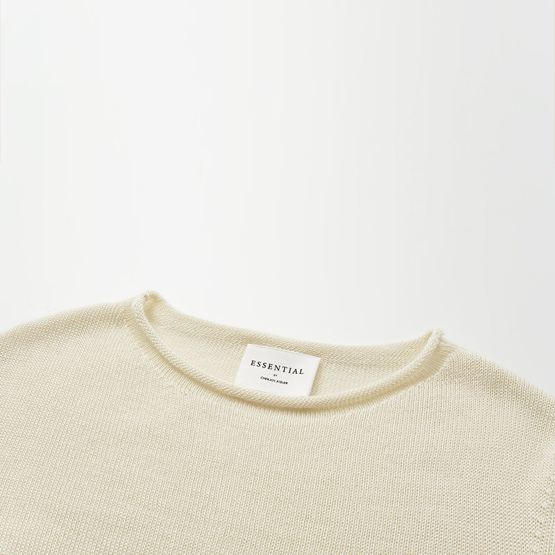 "Winter Diary" Silk Cashmere Basic Top - White