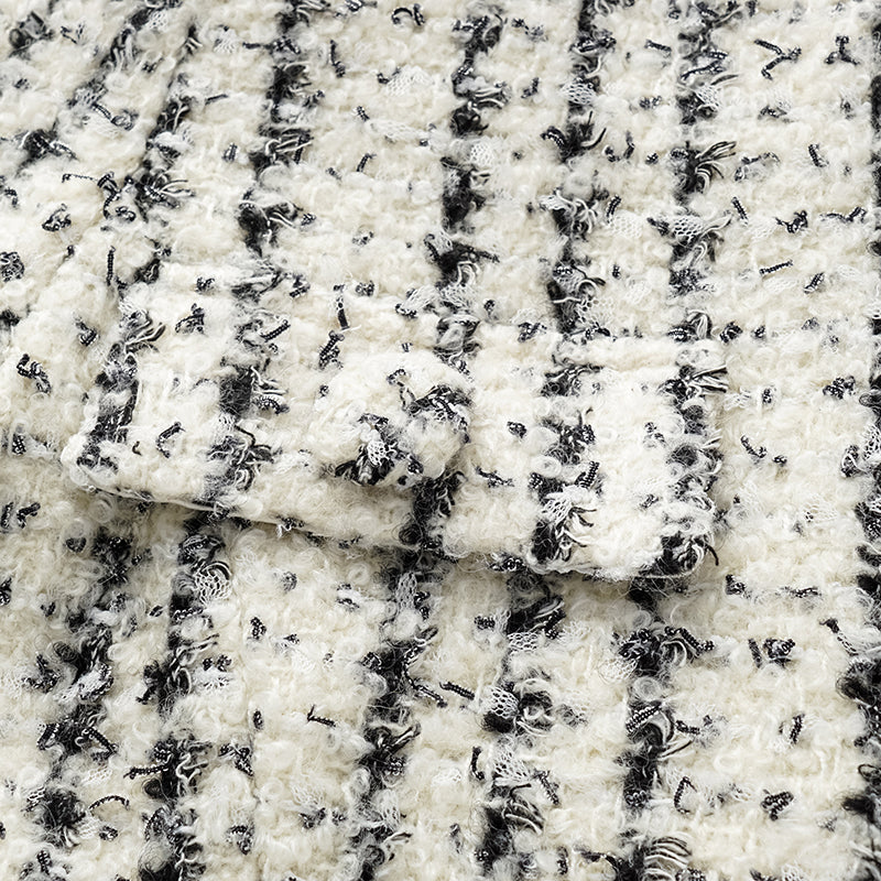 "Mayfair date night" wool tweed three-dimensional tailoring dress—Snowlit