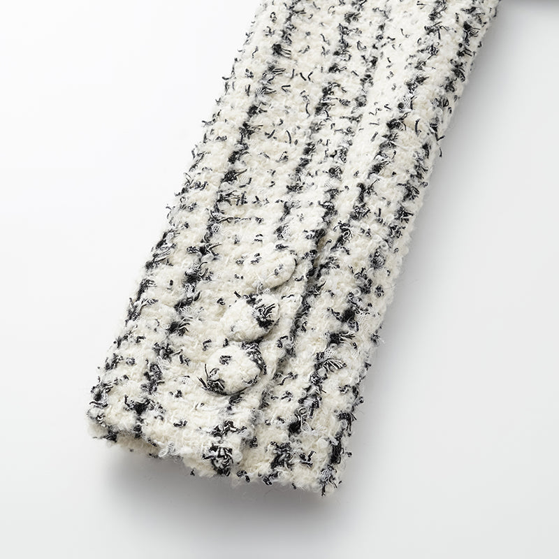 "Mayfair date night" wool tweed three-dimensional tailoring dress—Snowlit